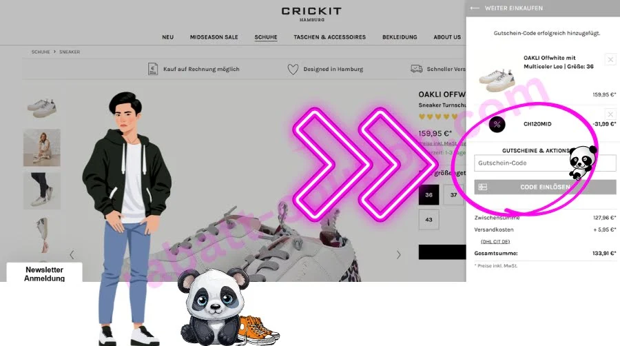 Screenshot Warenkorb mit Anzeige rechts, mittig, dass ihr dort eure Gutscheine von Rabatt-Coupon eingeben könnt und dabei spart. 